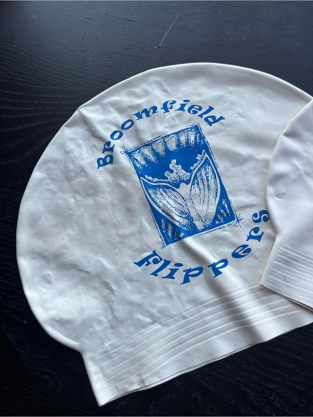 Vintage Broomfield Flippers White Latex Swim Caps Lot of 2